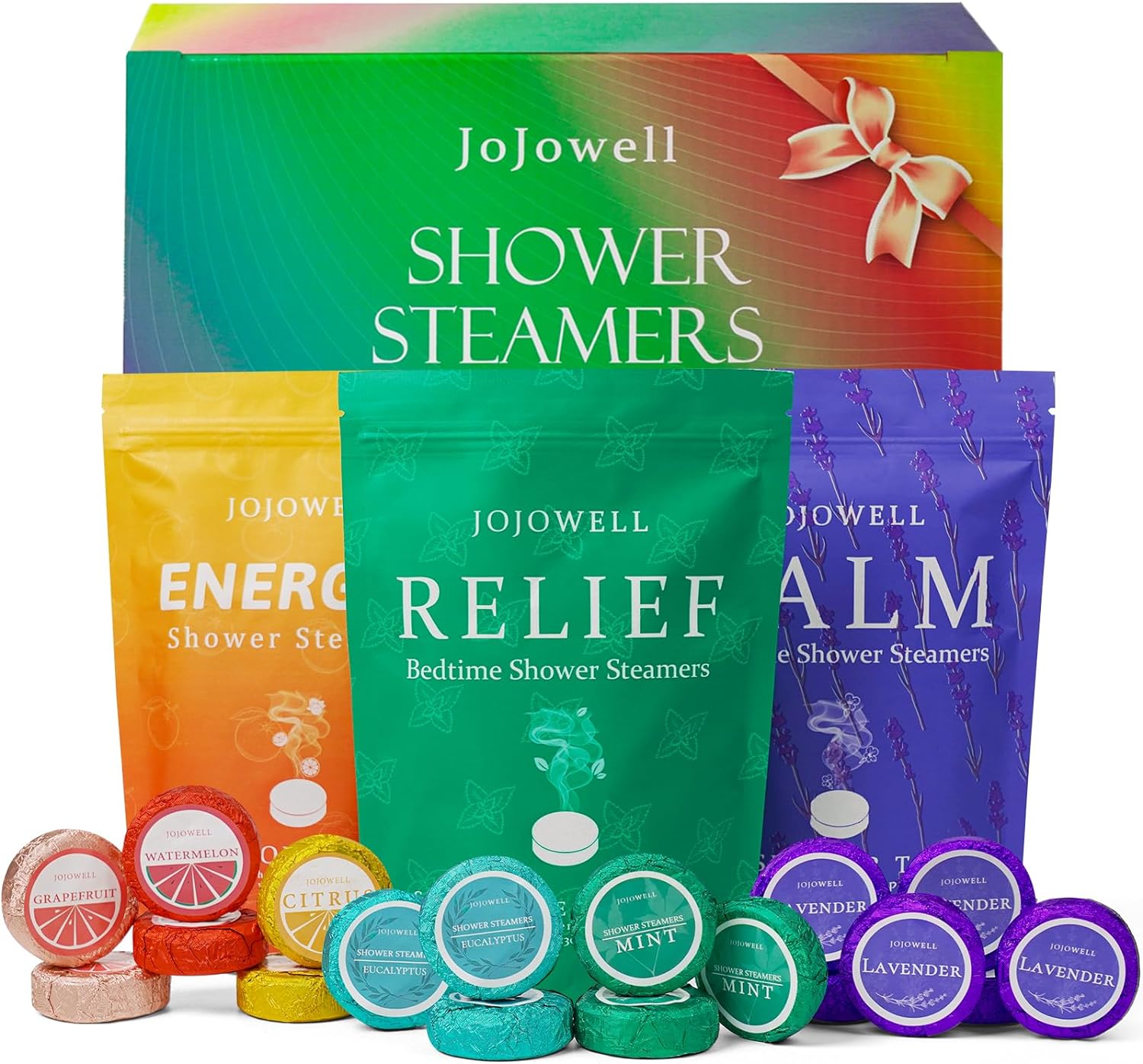 Shower Steamers Aromatherapy - 18 Pack Shower Bombs Birthday Gifts for Women, Valentines Day Gifts for Her, Organic with Eucalyptus Mint Lavender Watermelon Grapefruit Essential Oils Stress Relief